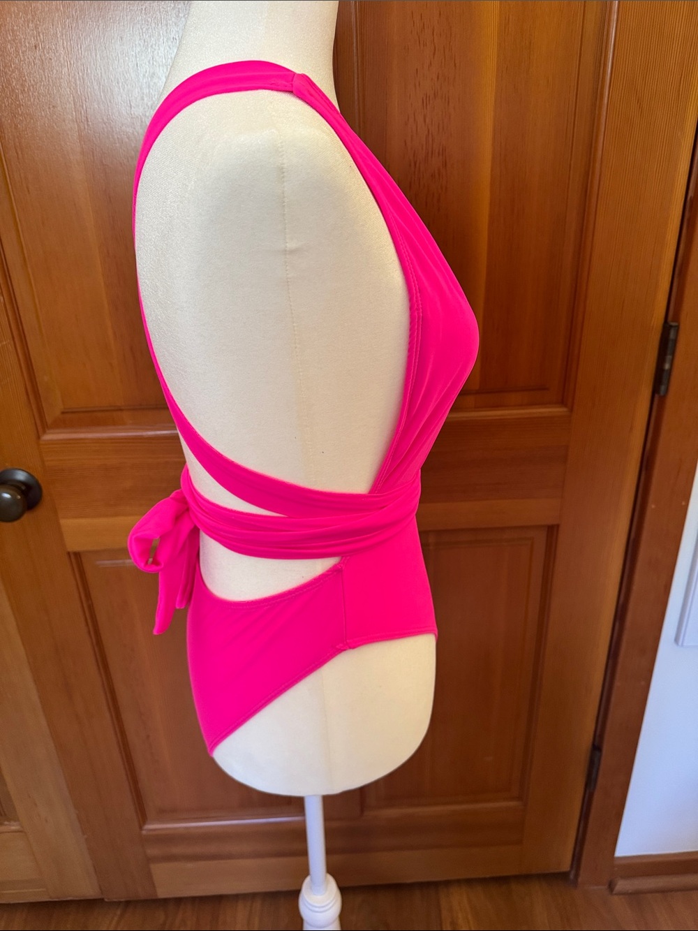 One-Piece Swimsuit - Bright Hot Pink - Picture 2 of 4